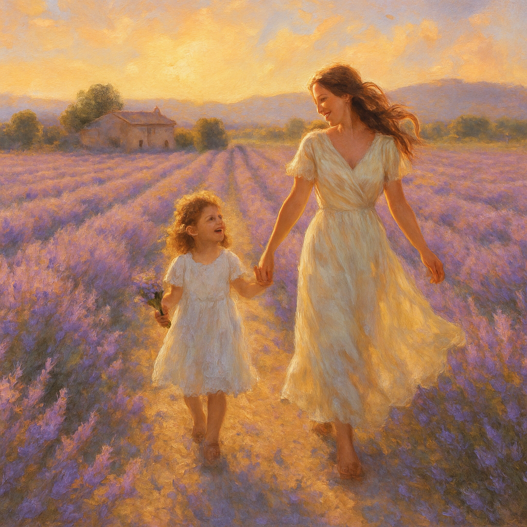 Sunlit Devotion In The Lavender Field diamond painting