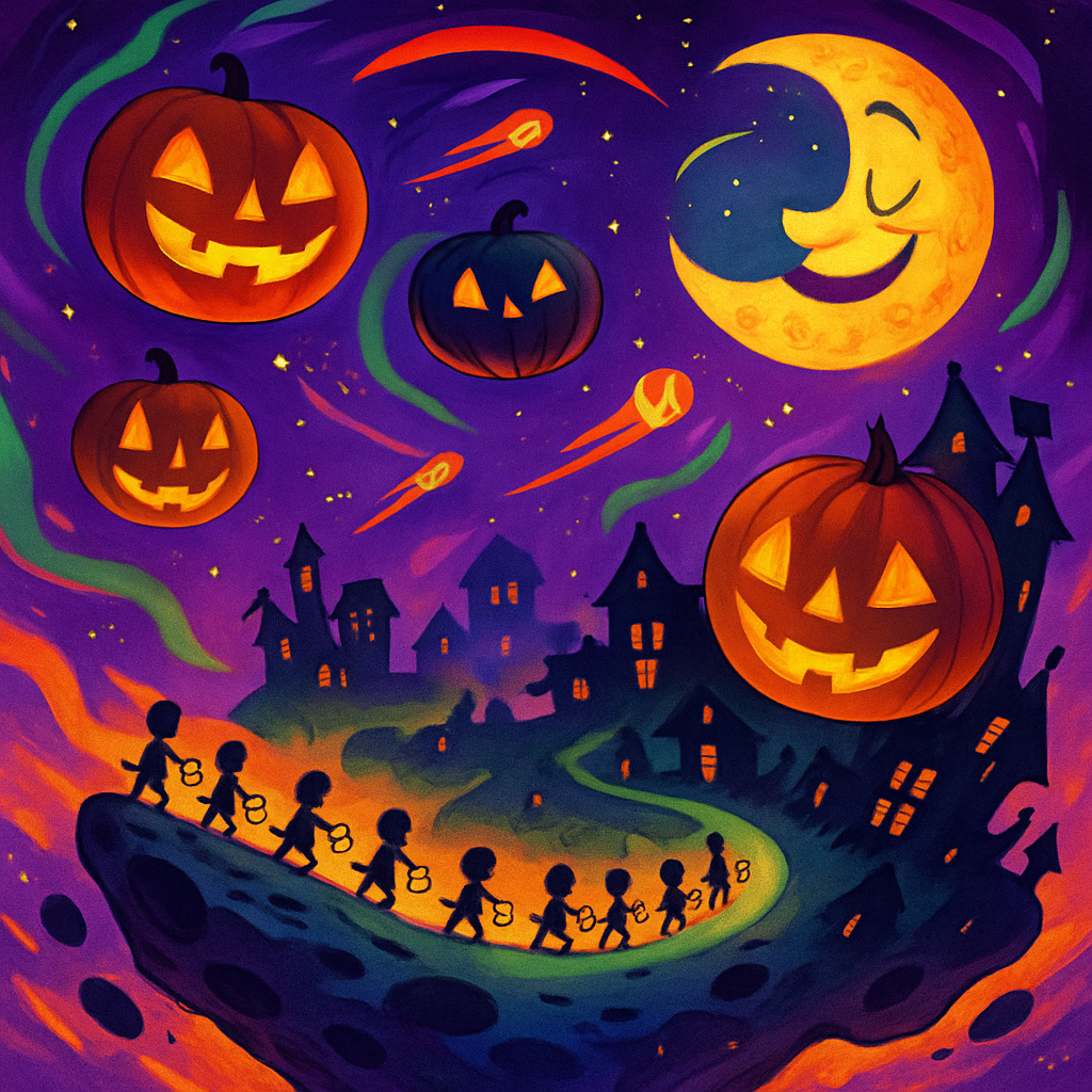 Halloween Trick Or Treat Galactic Lantern Parade painting diamond kit