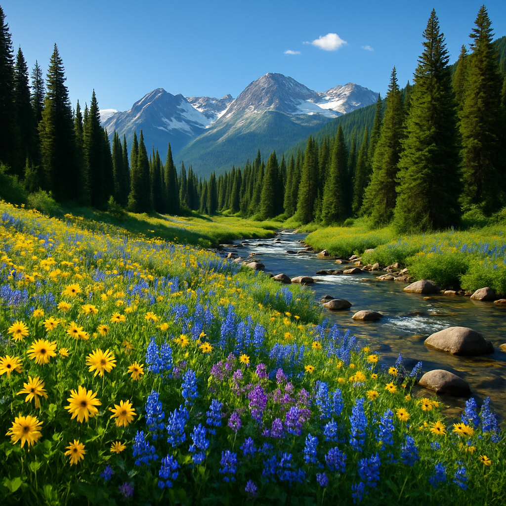 Spring Wildflowers In The Rocky Mountain Meadow diamonded painting kits