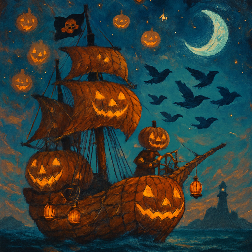 Lantern Ship Of Pumpkin Skies paint by color