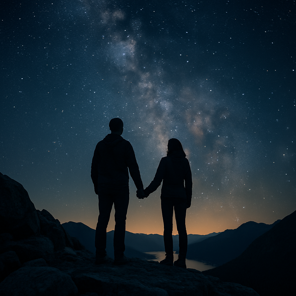 Father Son Mountain Horizon paint by diamonds