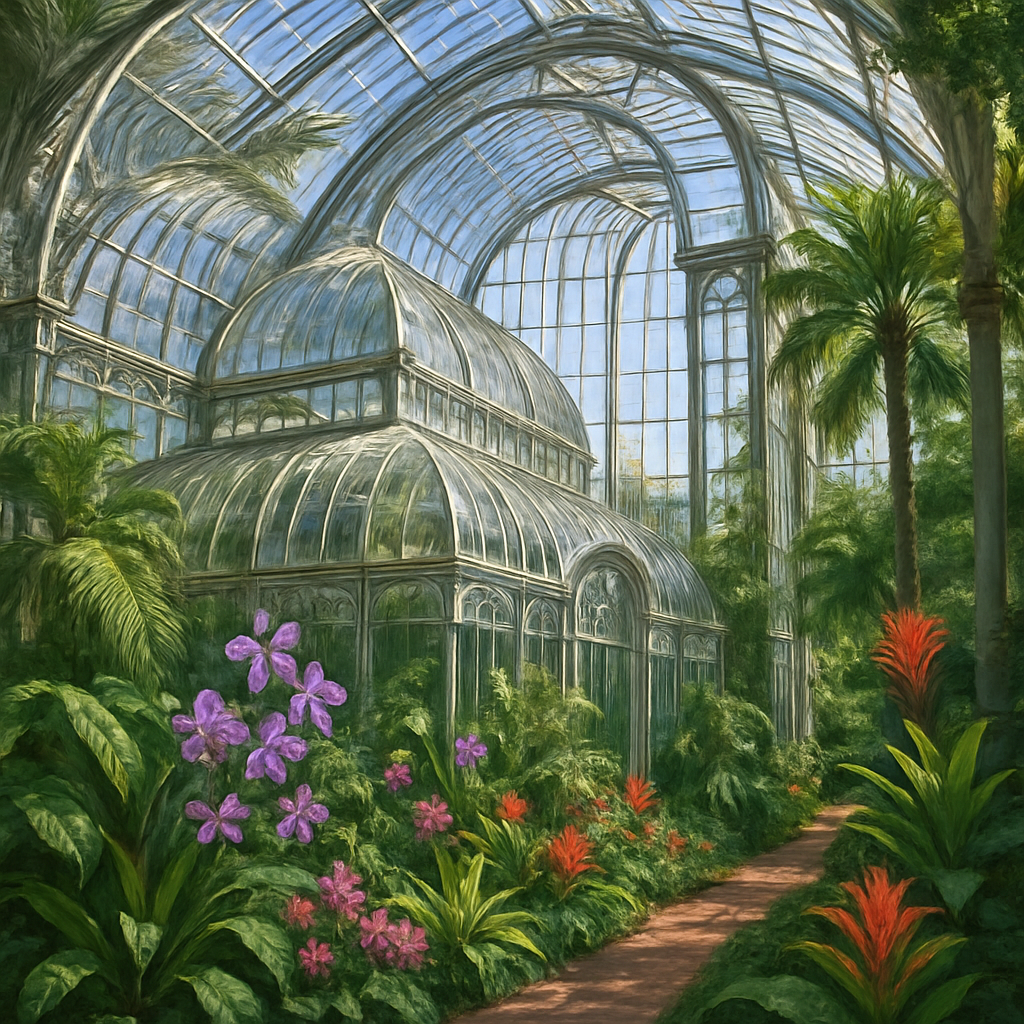 Glasshouse At Kew Gardens London paint by diamonds