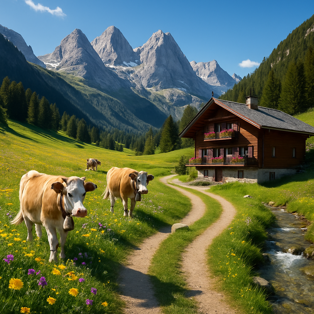 Alpine Meadow Path In The Swiss Alps painting diamond kit