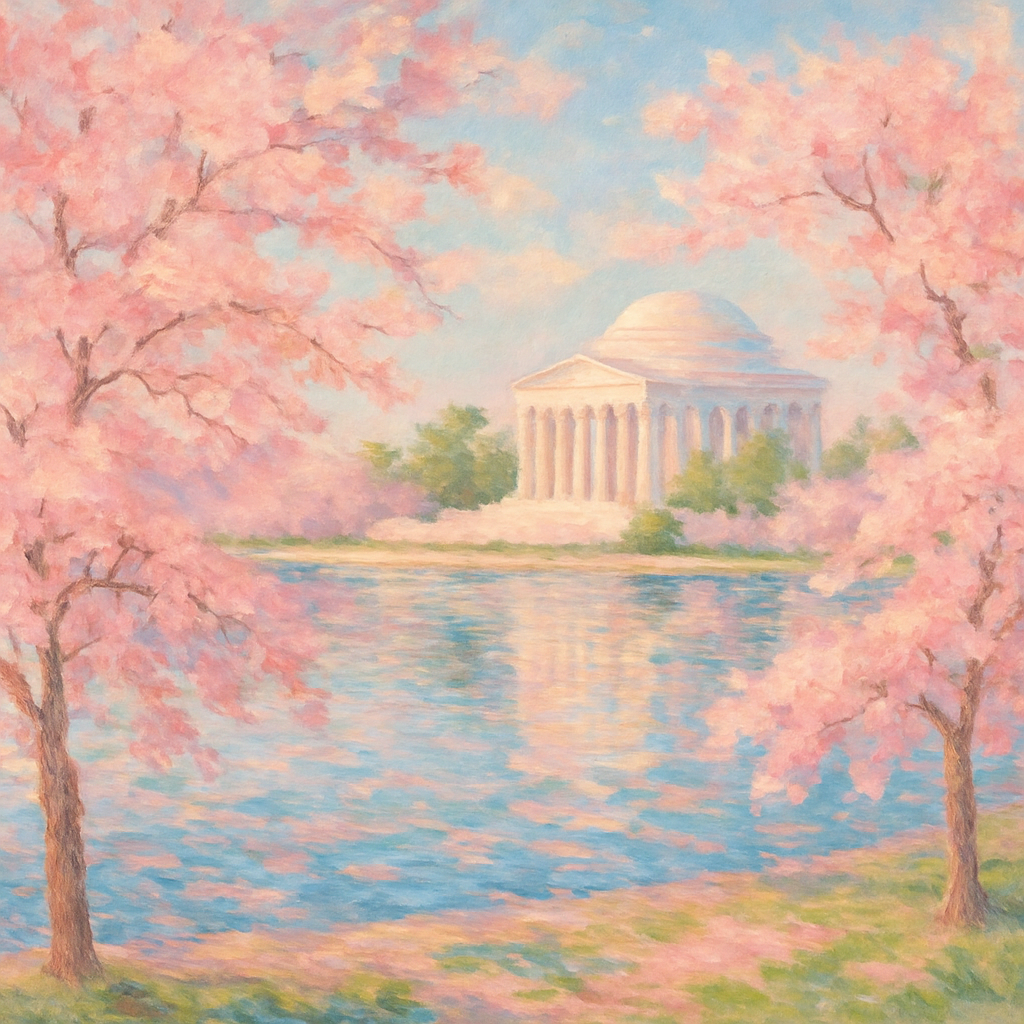 Cherry Blossom Trees At Washington D C Tidal Basin Paint by diamonds art