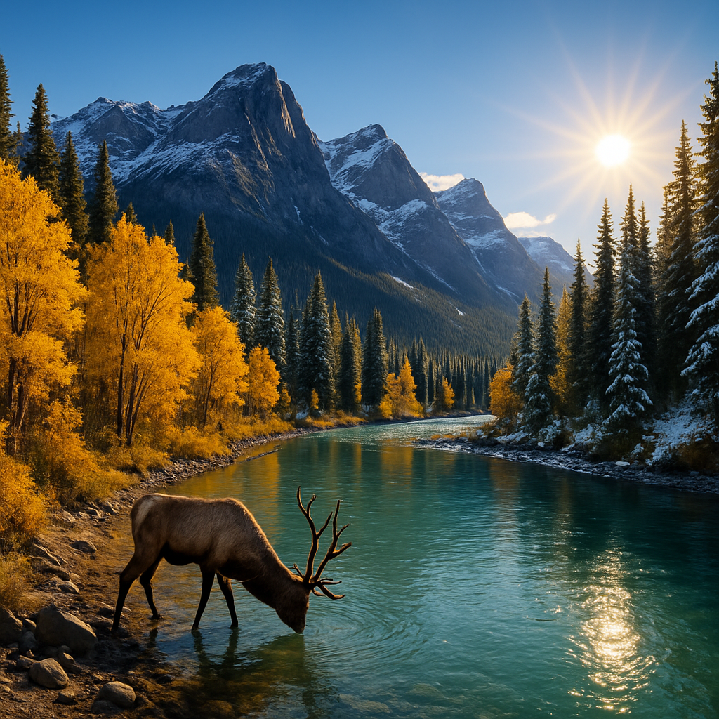 Rocky Mountain Autumn Riverbend paint by color