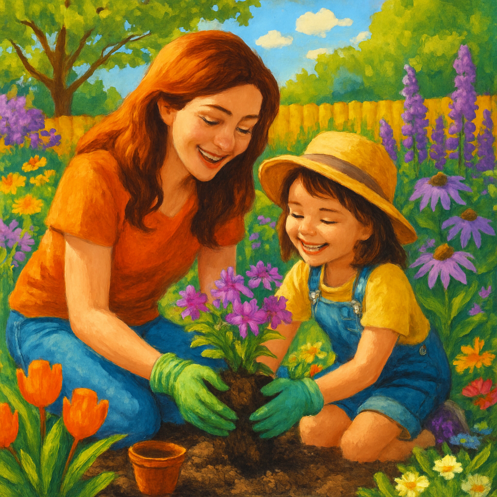 Blooming Together A Mother And Child Sharing Garden Wonders painting diamond kit