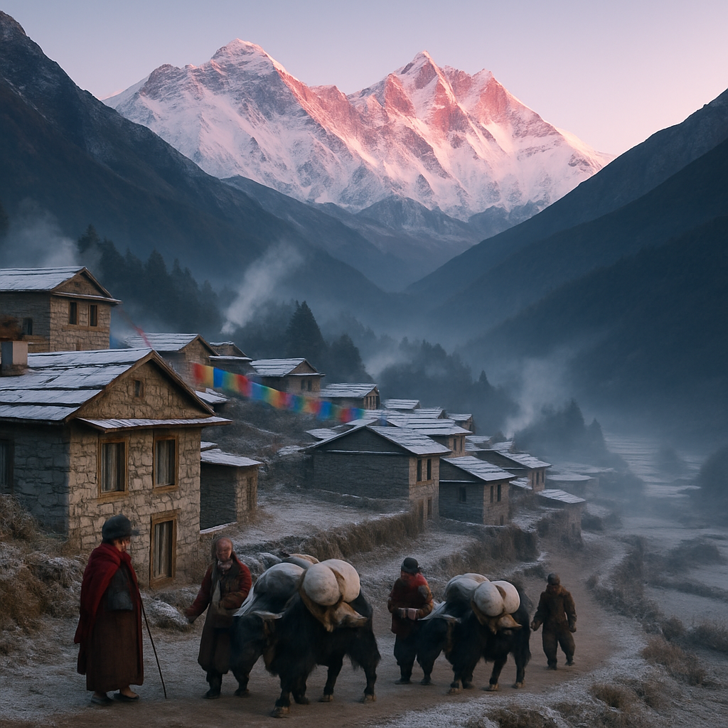 Himalayan Sherpa Village At Sunrise paint by diamonds