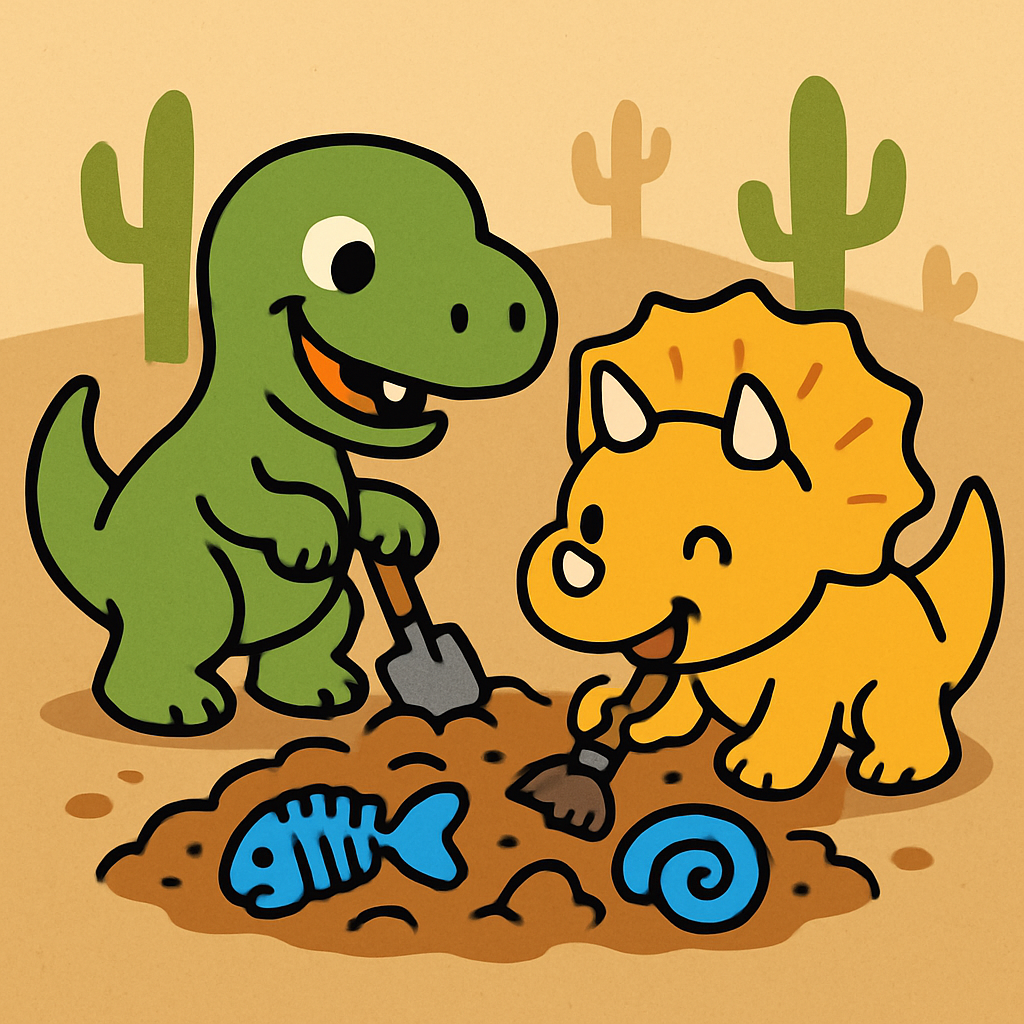 Friendly Dinosaurs Discover Fossils Painting by diamonds kit
