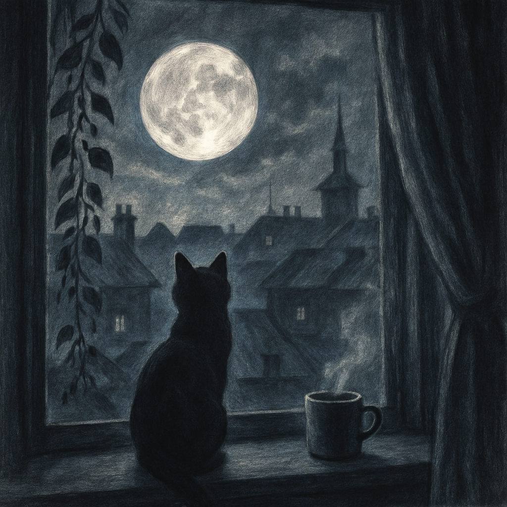 Cat Midnight Window Watcher paint by diamond