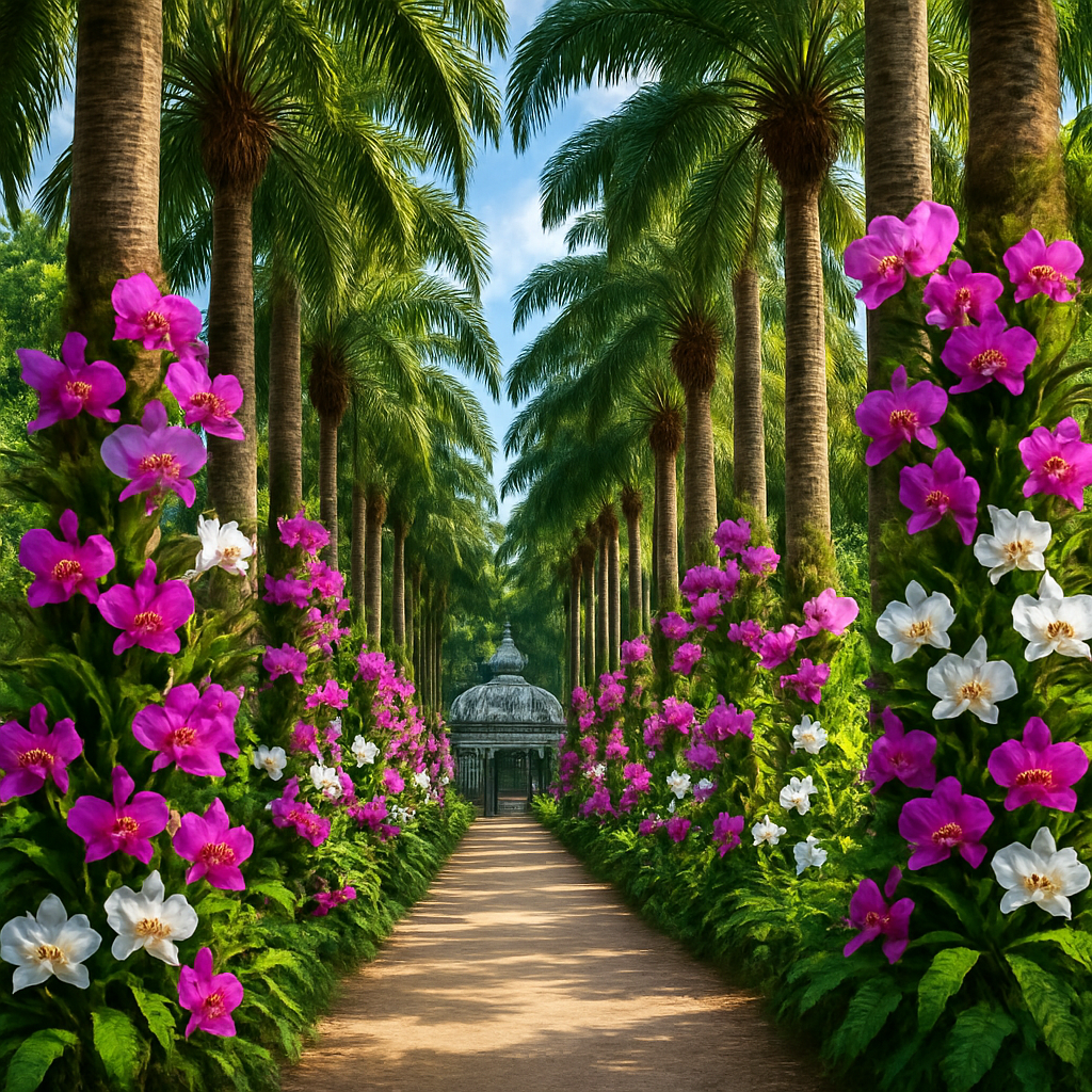 Rio De Janeiro Botanical Garden Palms And Orchids paint by diamonds