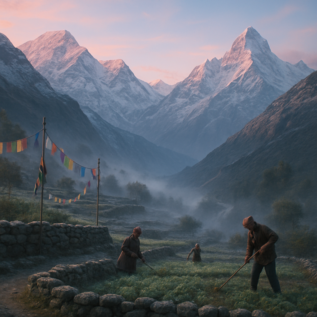 Morning Mist In The Himalayas Painting by diamonds kit