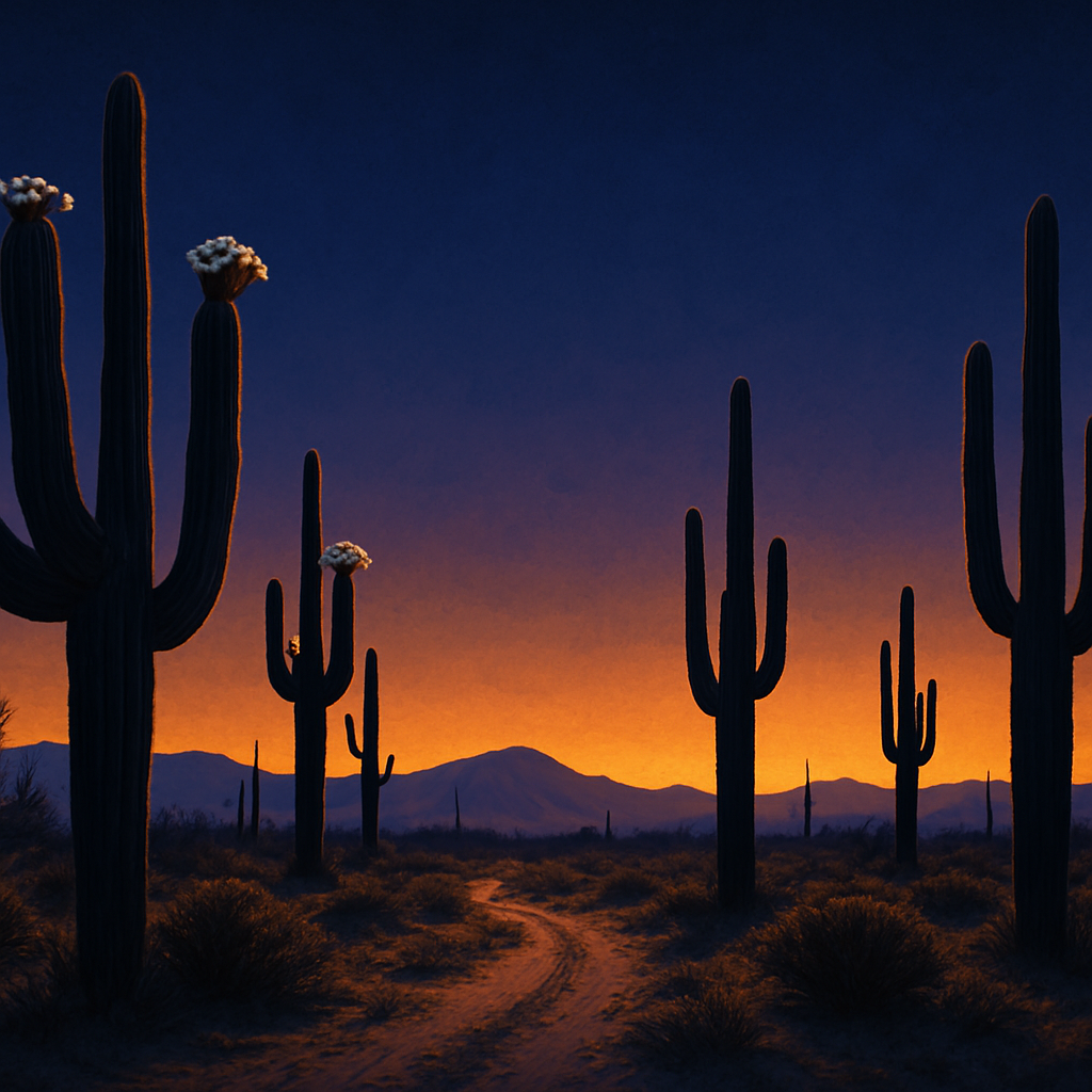 Saguaro Sunset Silhouette Painting by diamonds kit