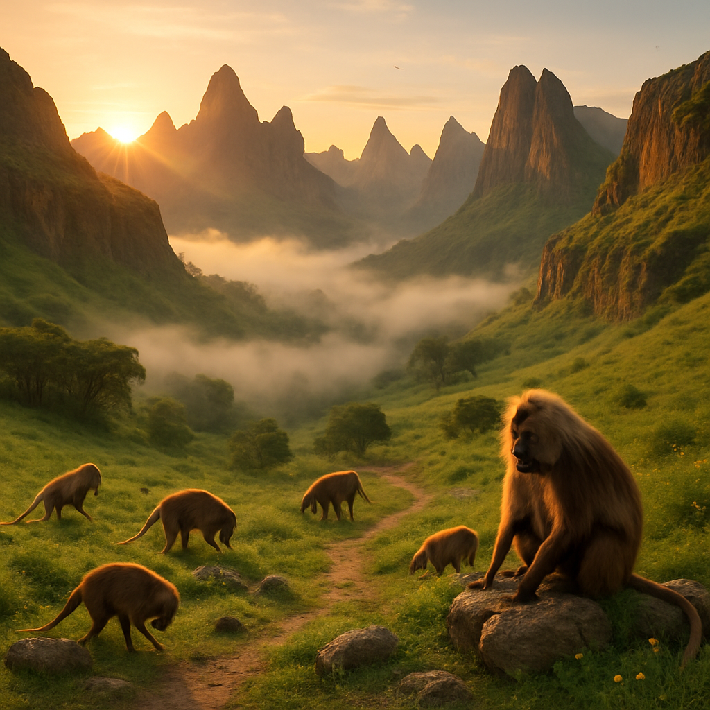 Ethiopian Simien Mountains Sunrise paint by diamonds