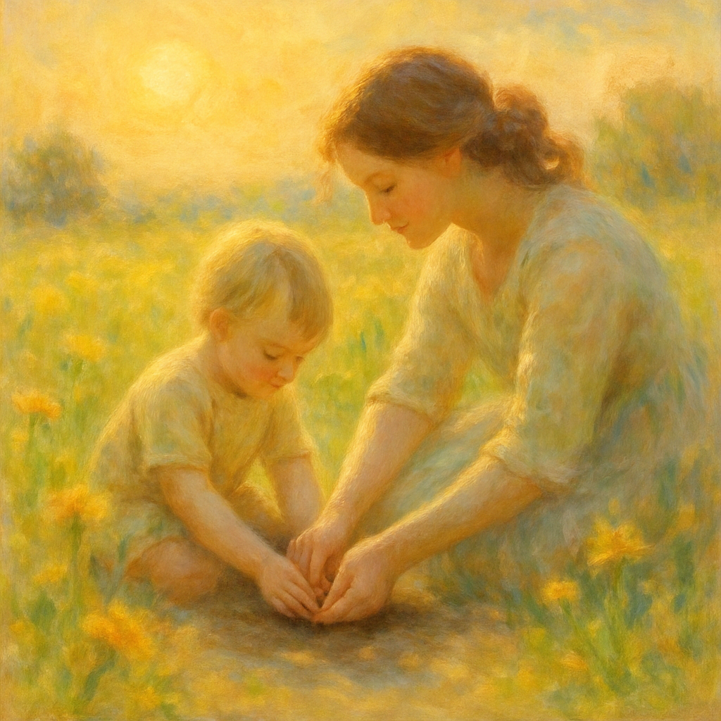 Sunlit Whispers: A Mothers Gentle Guidance diamonded painting kits