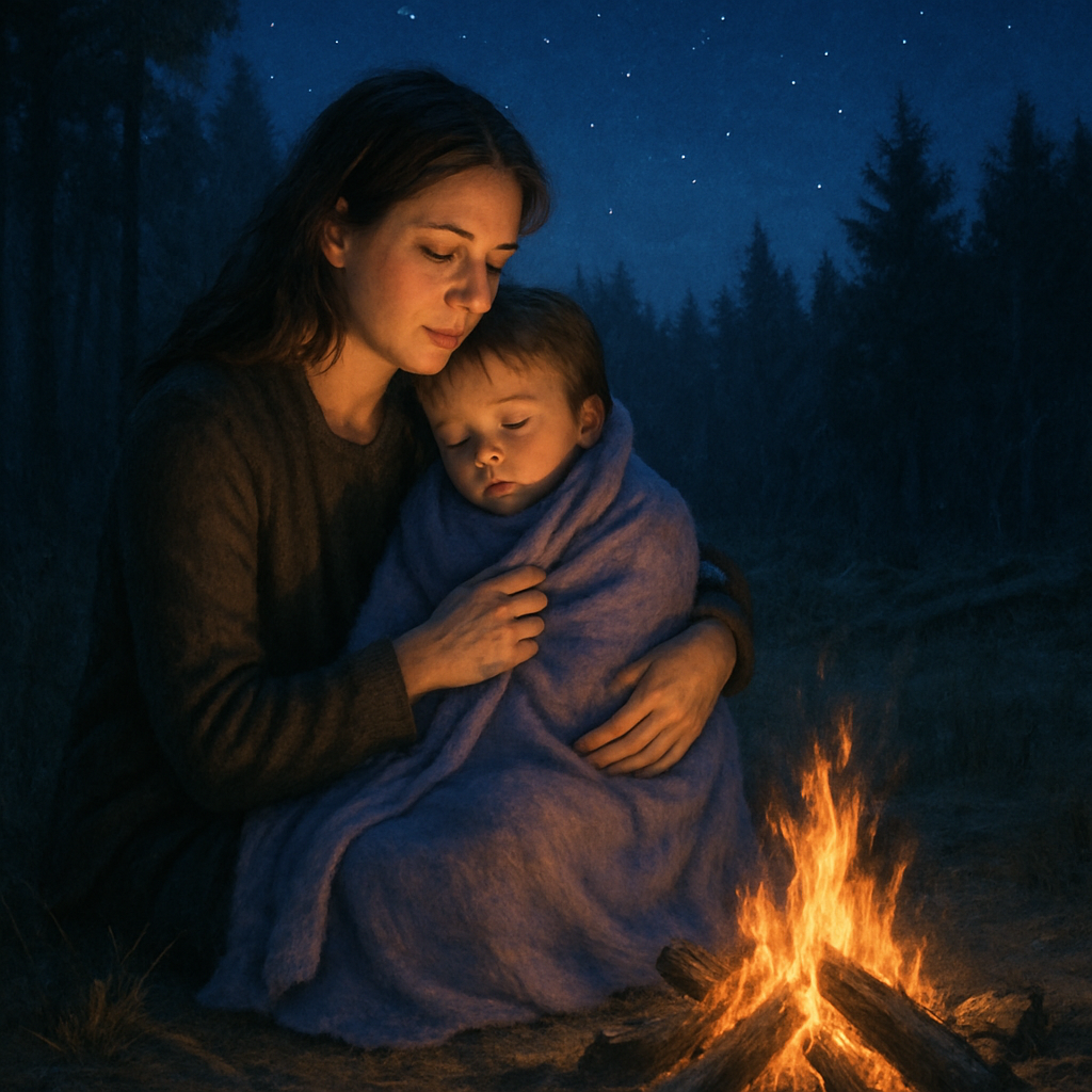Moonlight Embrace: A Mother And Childs Quiet Night diamond painting