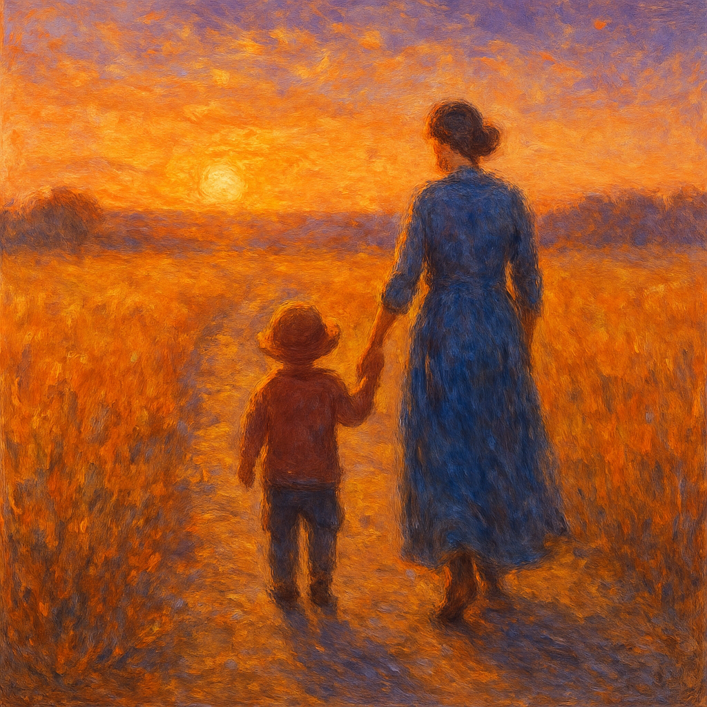 Golden Horizons: Walking Hand In Hand Toward The Sunset paint by color