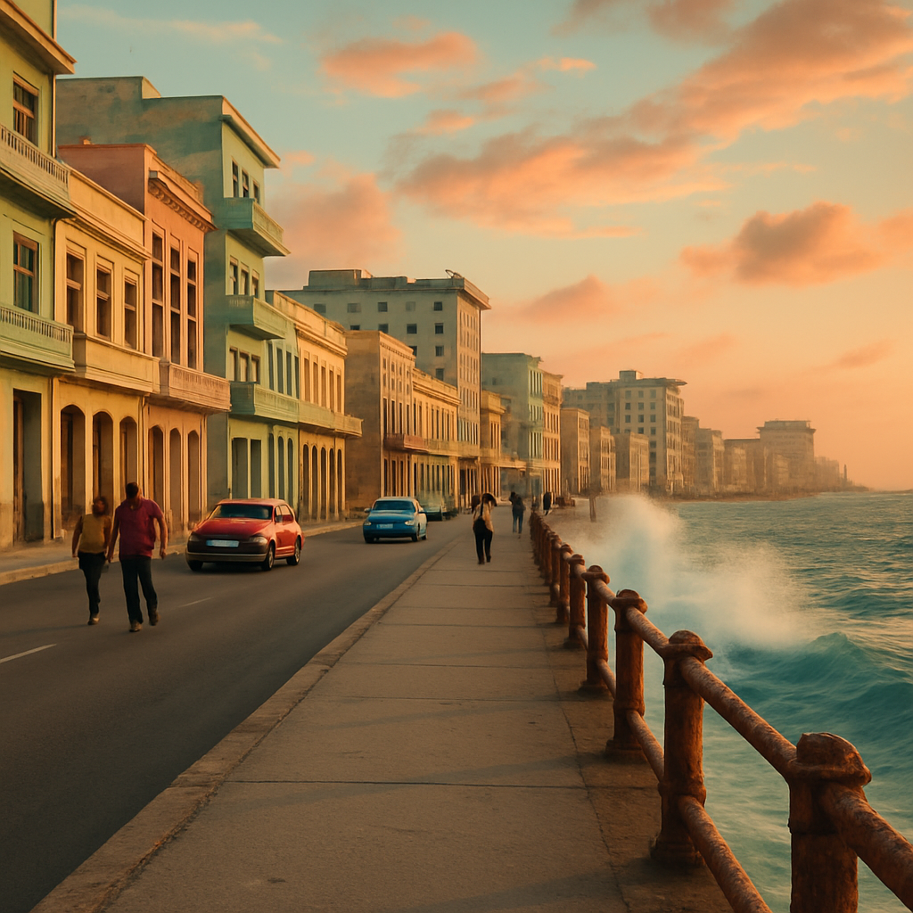 Havana Malecón Skyline painting diamond kit