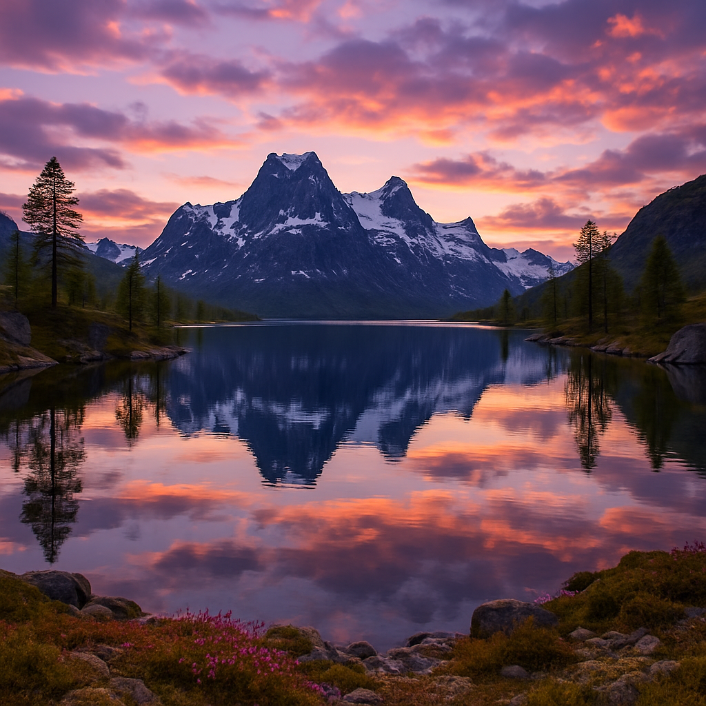 Sunset Serenity At Norways Jotunheimen Glacial Lake paint by diamonds