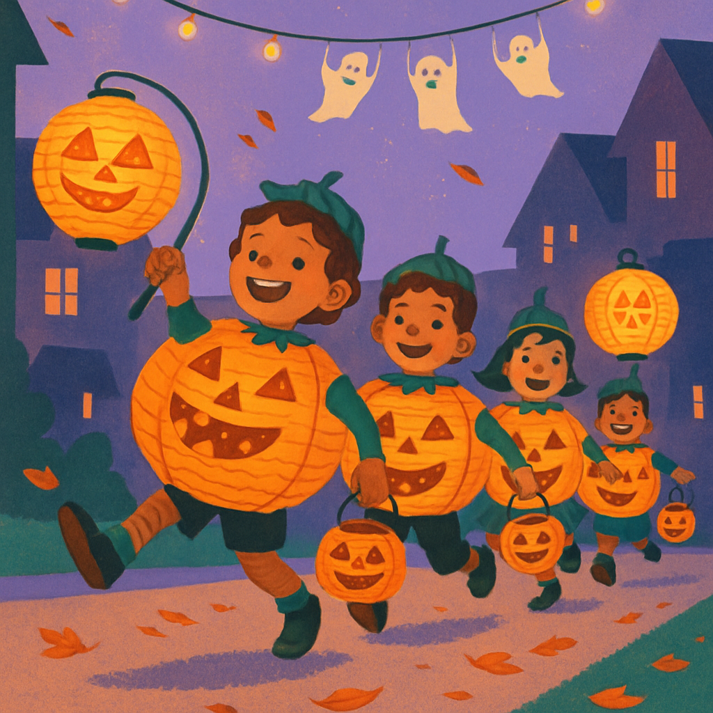 Paper Lantern Pumpkin Parade Painting by diamonds kit