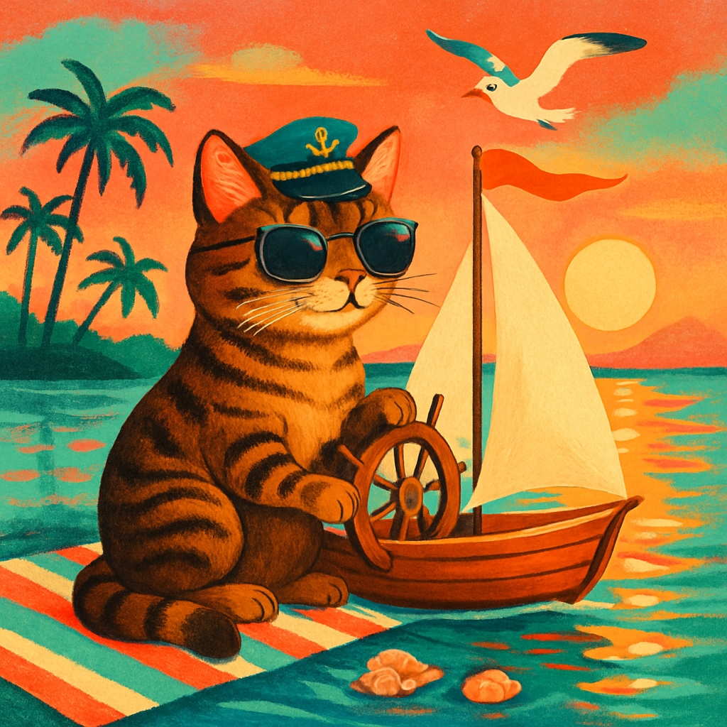 Sunset Sail Cat Cruise Paint by diamonds art