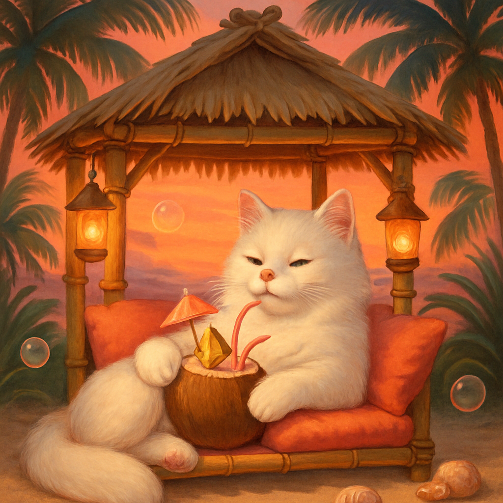 Pina Colada Cat Cabana paint by diamond