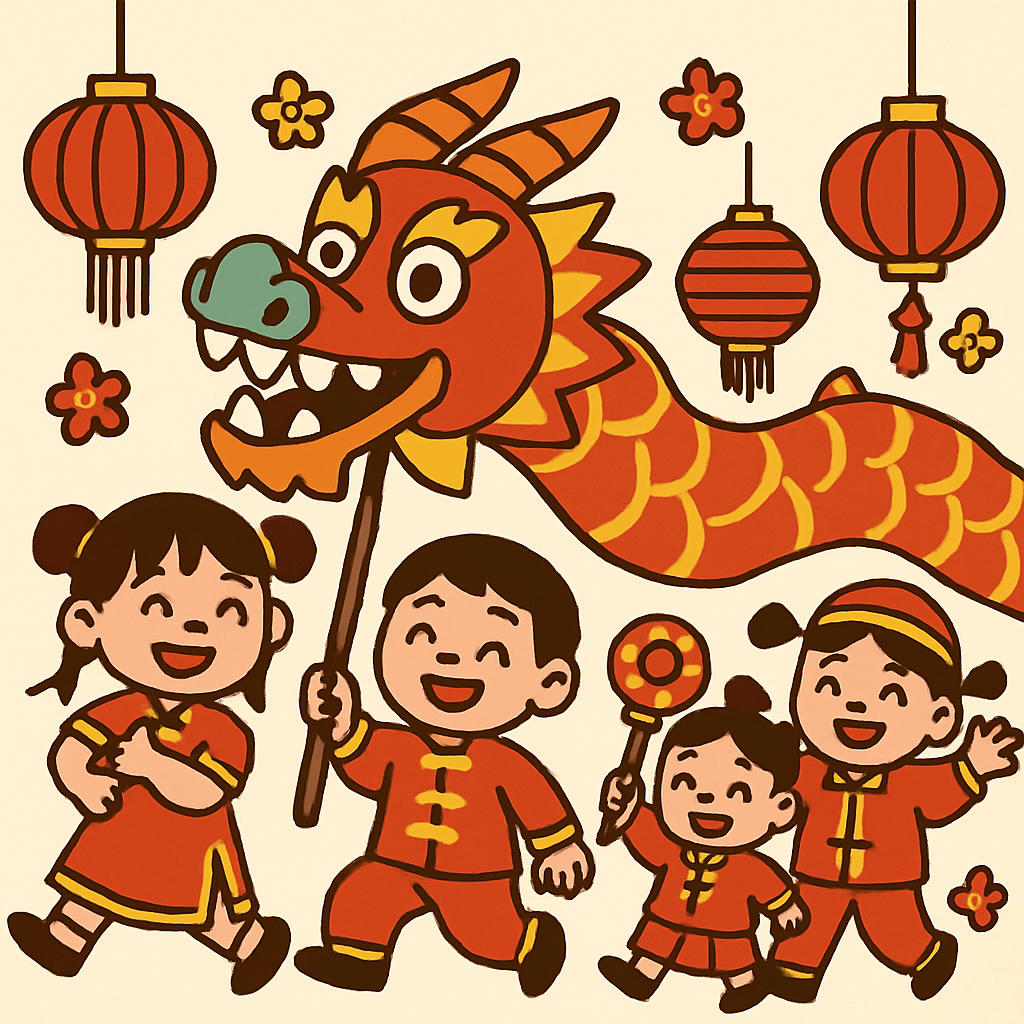 Children Celebrating Lunar New Year Festival Paint by diamonds art