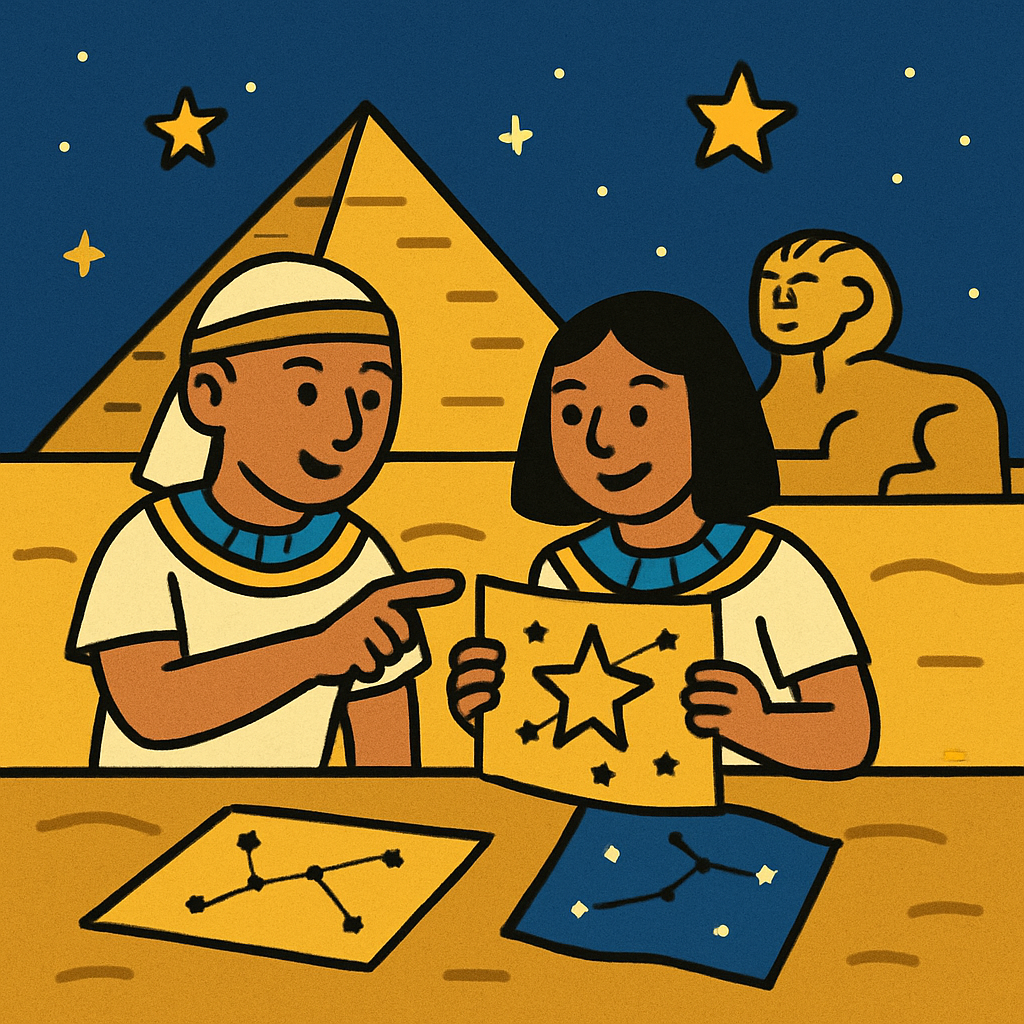 Ancient Egyptian Scientists Studying Stars paint by color