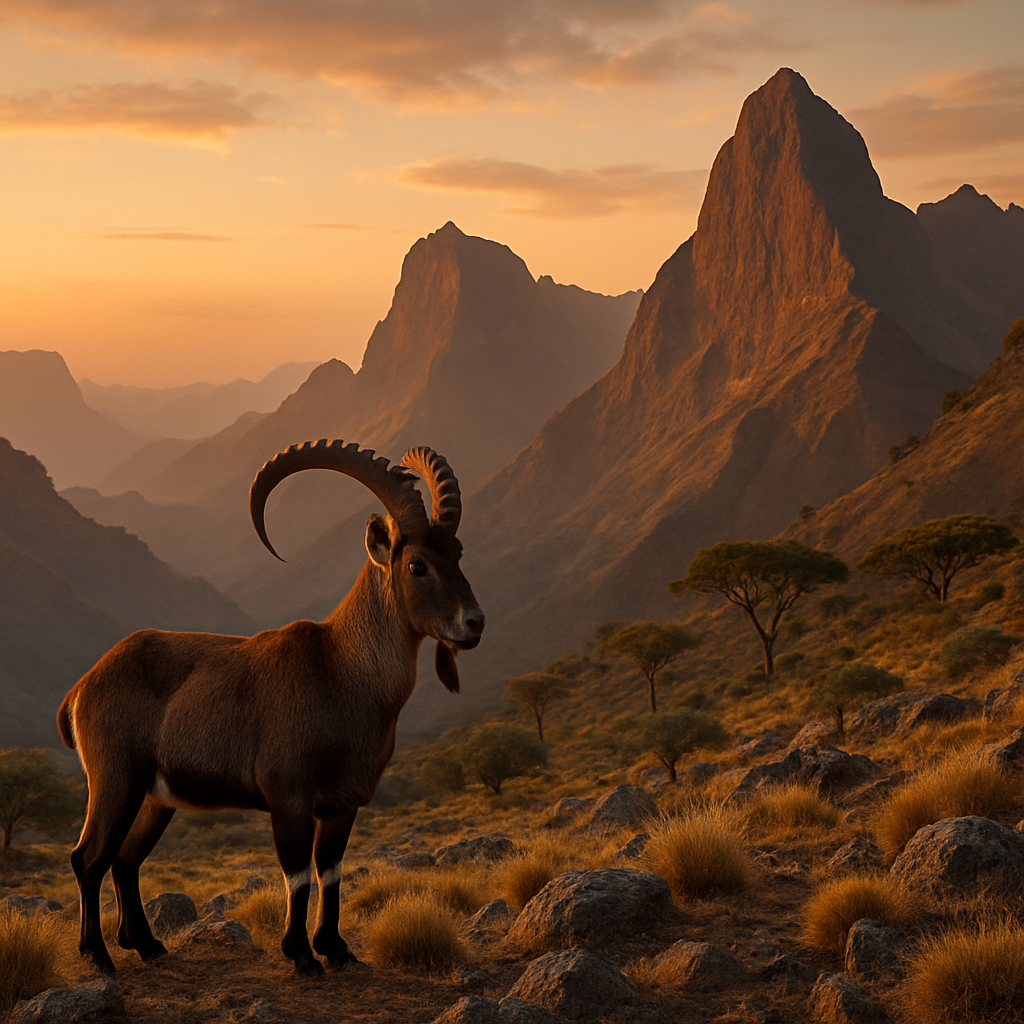 Ethiopian Simien Mountains Walia Ibex At Dusk diamond painting