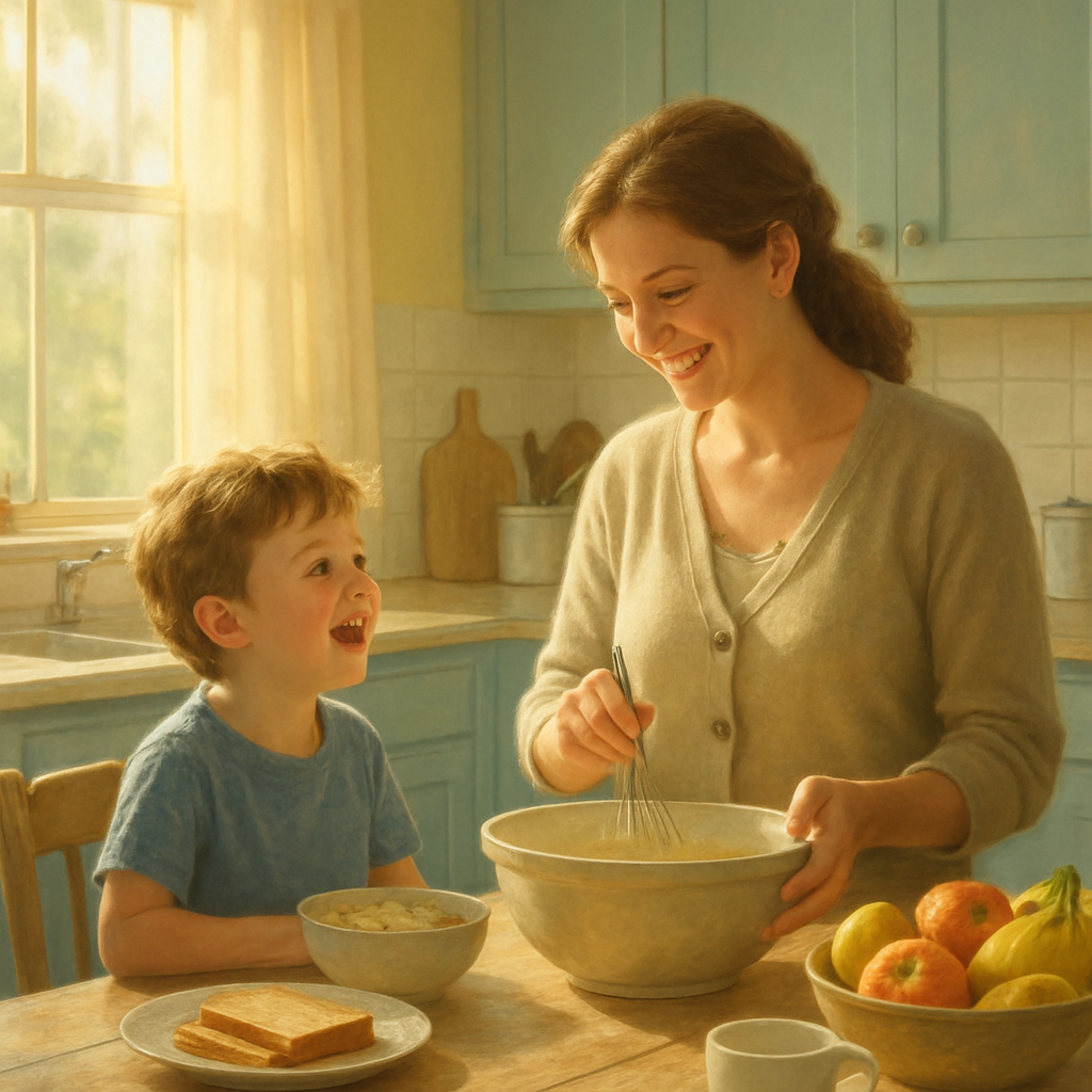 Gentle Morning Hues: Breakfast Together In A Cozy Kitchen Paint by diamonds kits