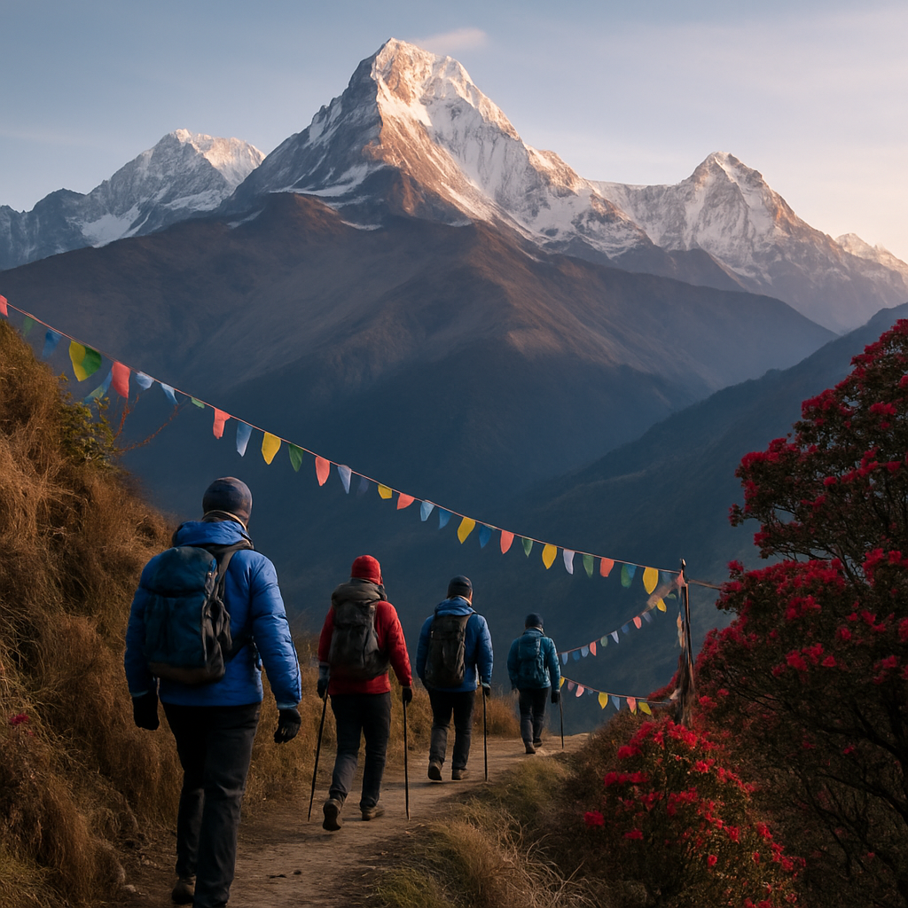 Hiking The Annapurna Circuit With Annapurna South Peak Painting by diamonds kit