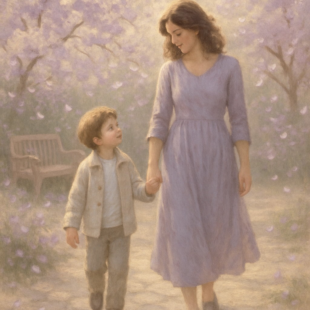 Garden Of Memories: Hand In Hand Among Blossoms paint by diamond