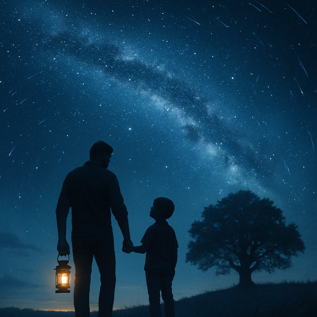 Father Son Night Watch painting diamond kit