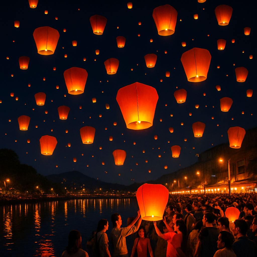 Lantern Festival In Taiwan Nightscape paint by diamond