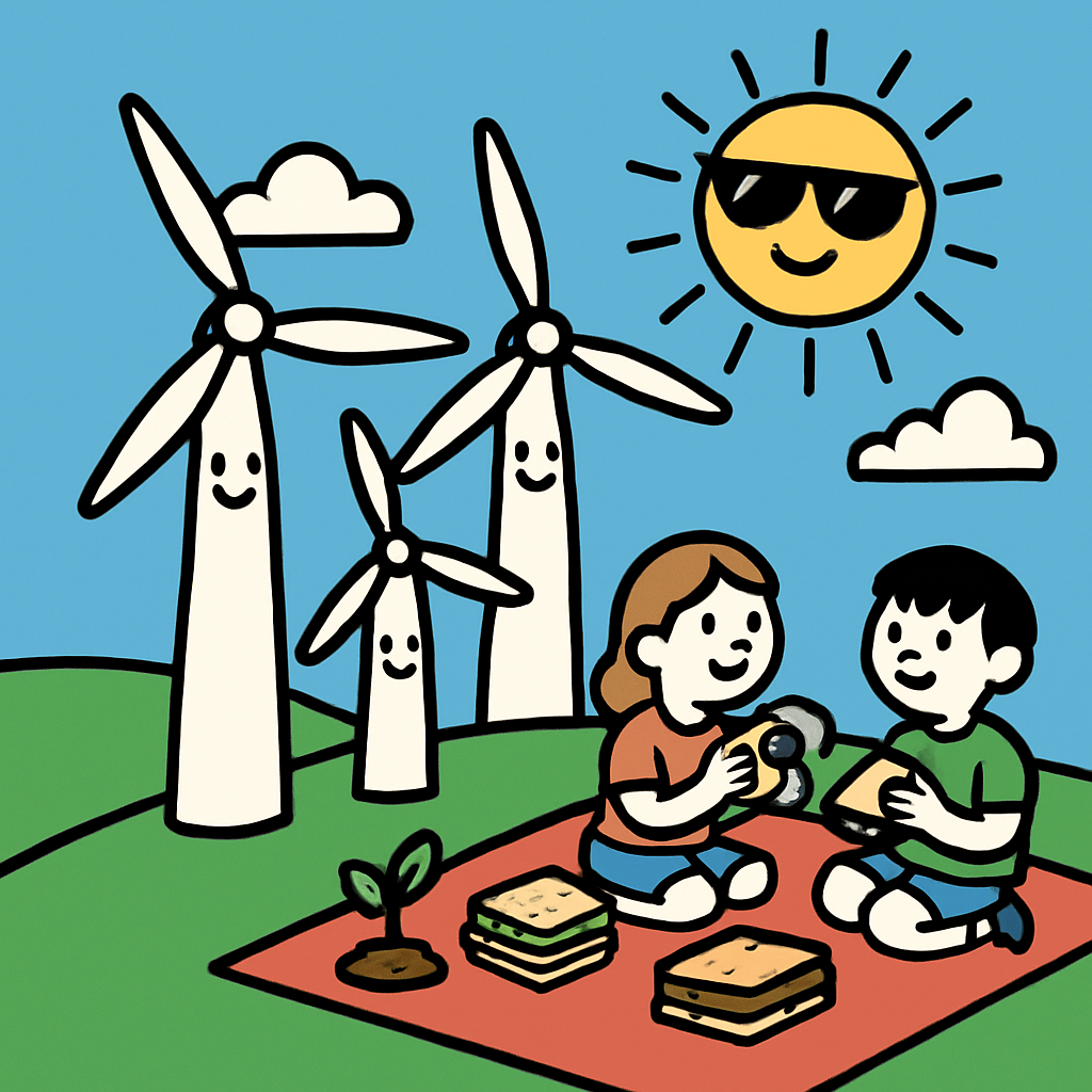 Wind Farm Picnic Painting by diamonds kit