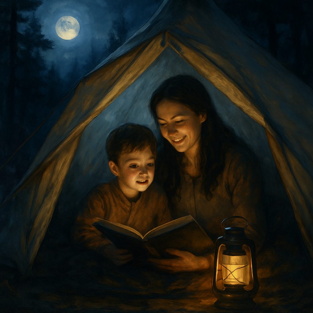 Moonlit Stories Whispered In A Tent DIY paint by diamonds