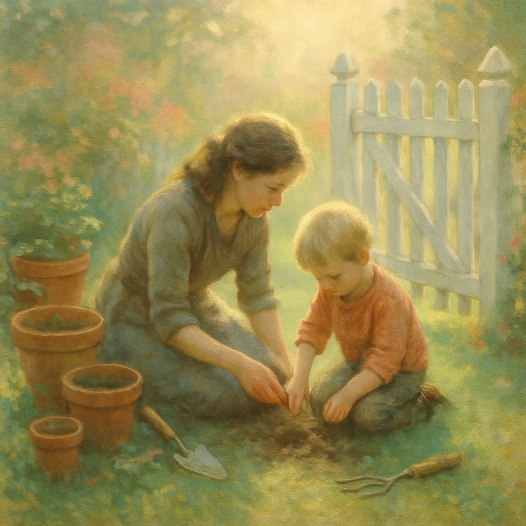 Sunrise Lessons By The Garden Gate paint by color