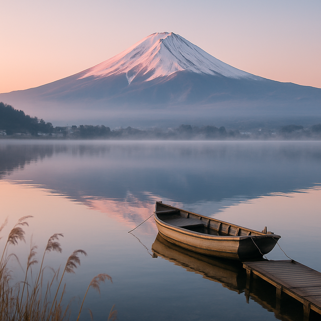 Lake Kawaguchi Fuji Reflection diamond painting