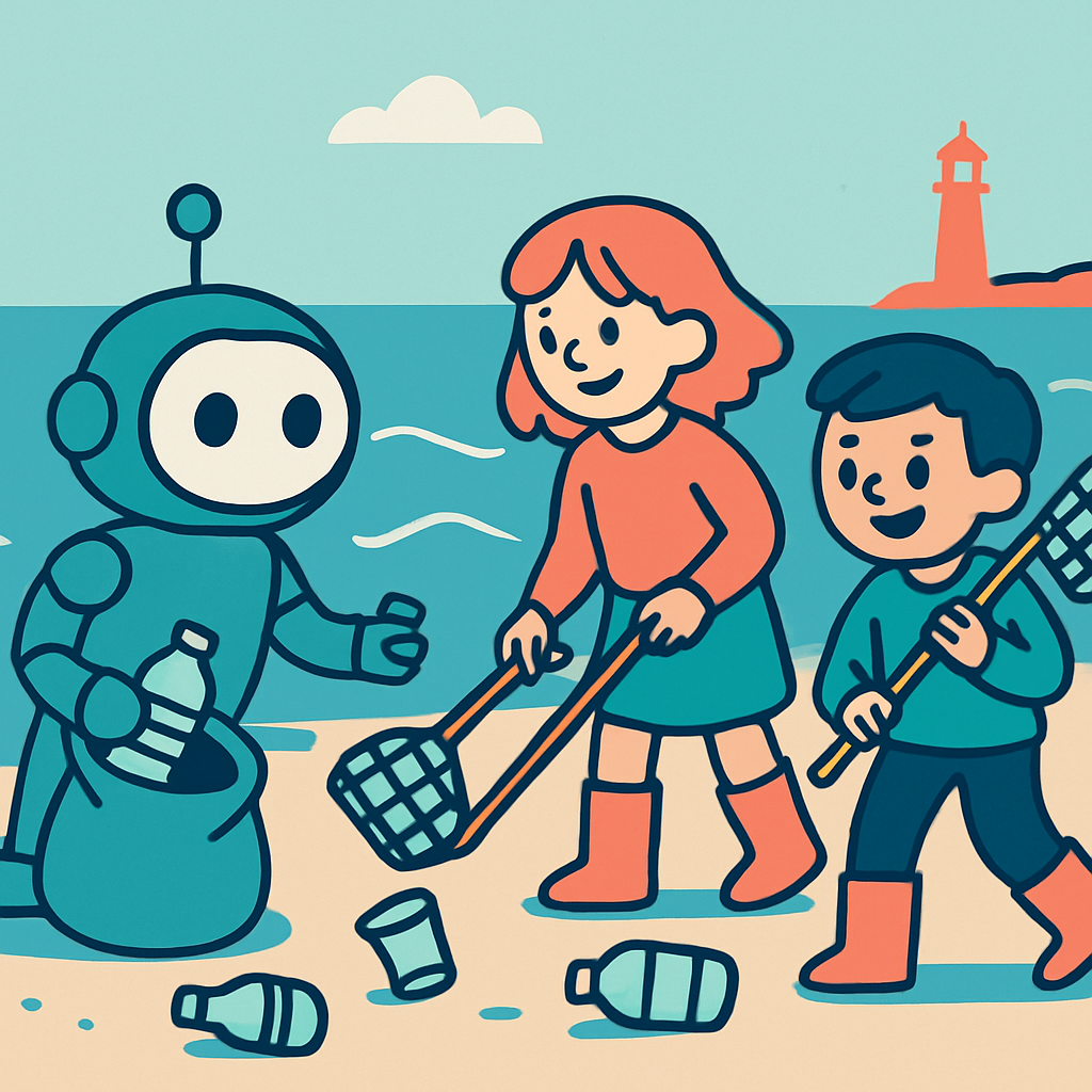 Ocean Cleanup Crew Robot paint by diamonds