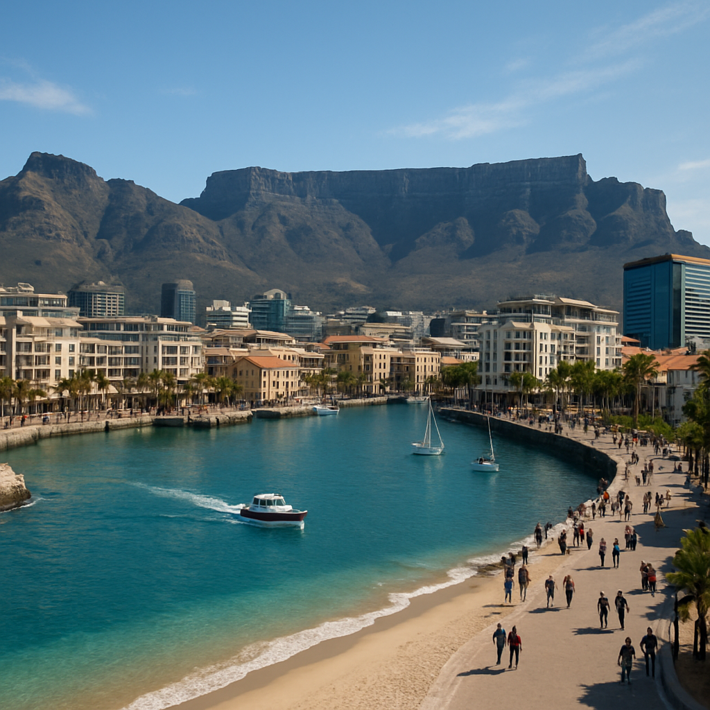 Panoramic View Of Cape Towns Waterfront Skyline DIY paint by diamonds