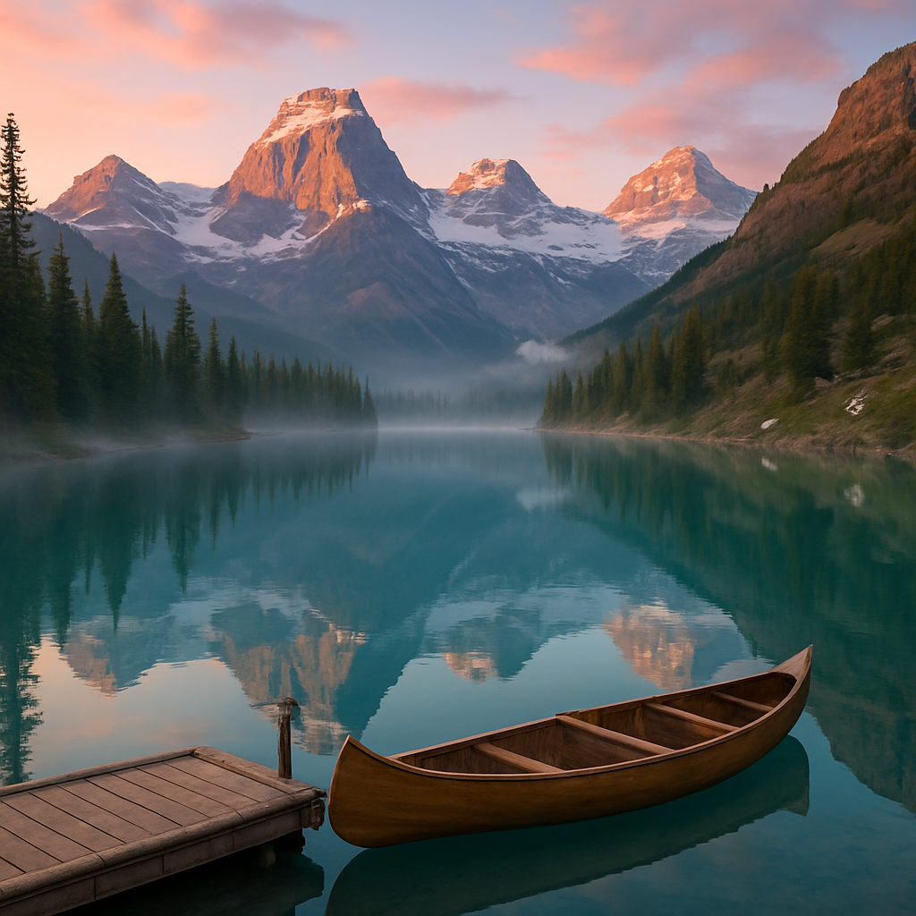 Misty Morning At The Canadian Rockies Alpine Lake Paint by diamonds art