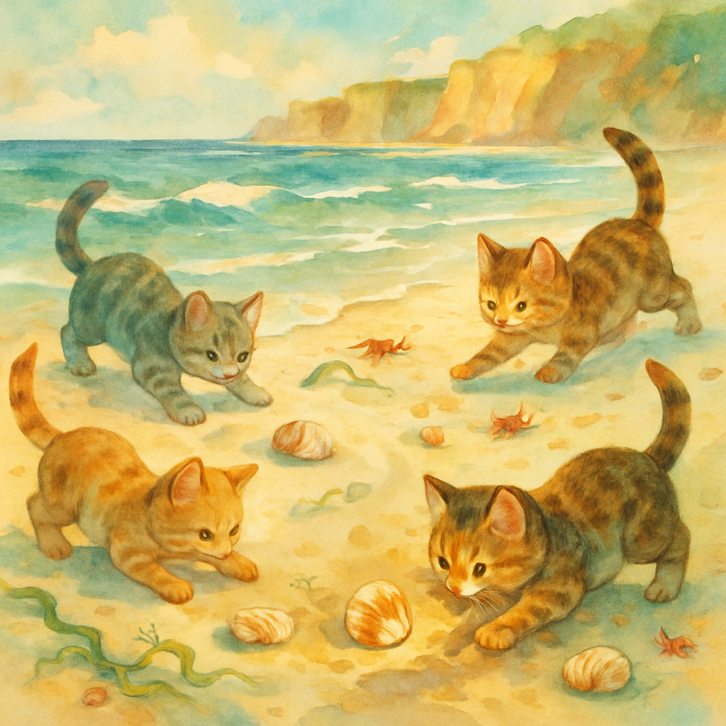 Seashell Treasure Hunt Kittens paint by color