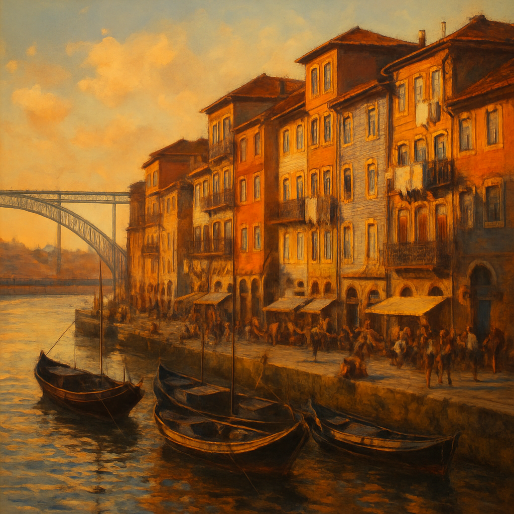 Porto Ribeira Riverside View paint by diamonds