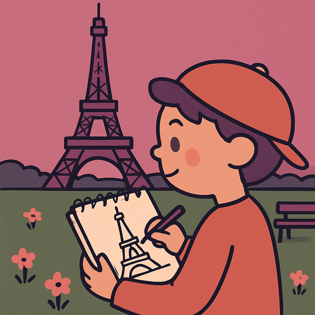 Eiffel Tower Sketch Adventure paint by color
