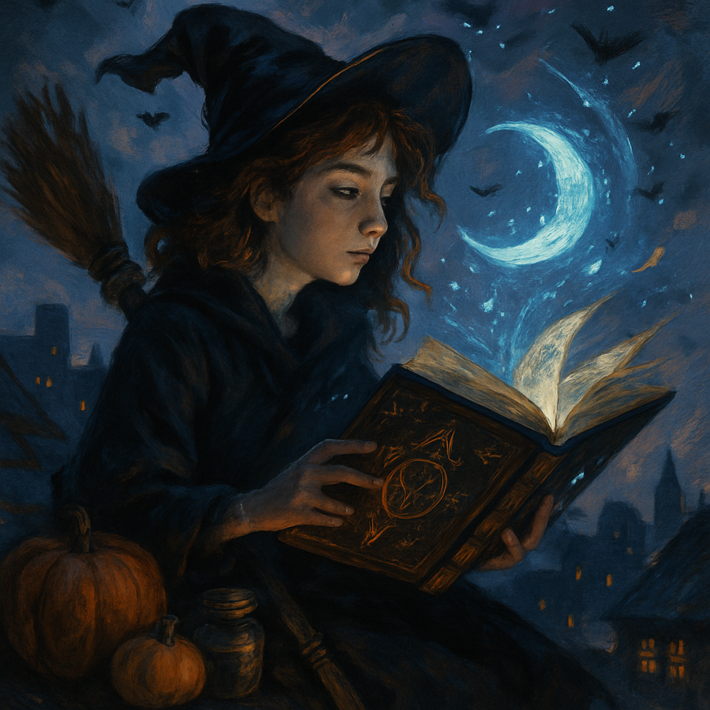 Witch With Moonbound Grimoire diamonded painting kits