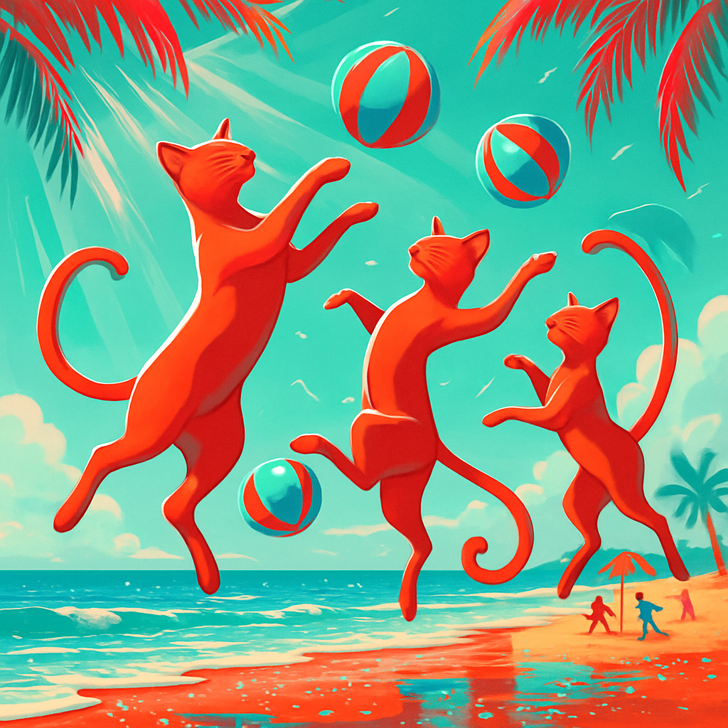 Beach Ball Ballet Cats paint by diamond