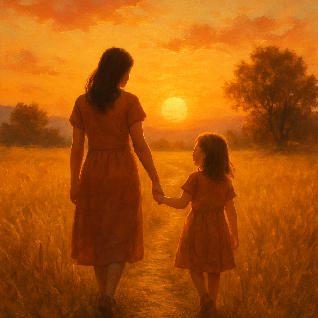 Golden Hour Stroll Hand In Hand Through Meadow Trails paint by diamonds