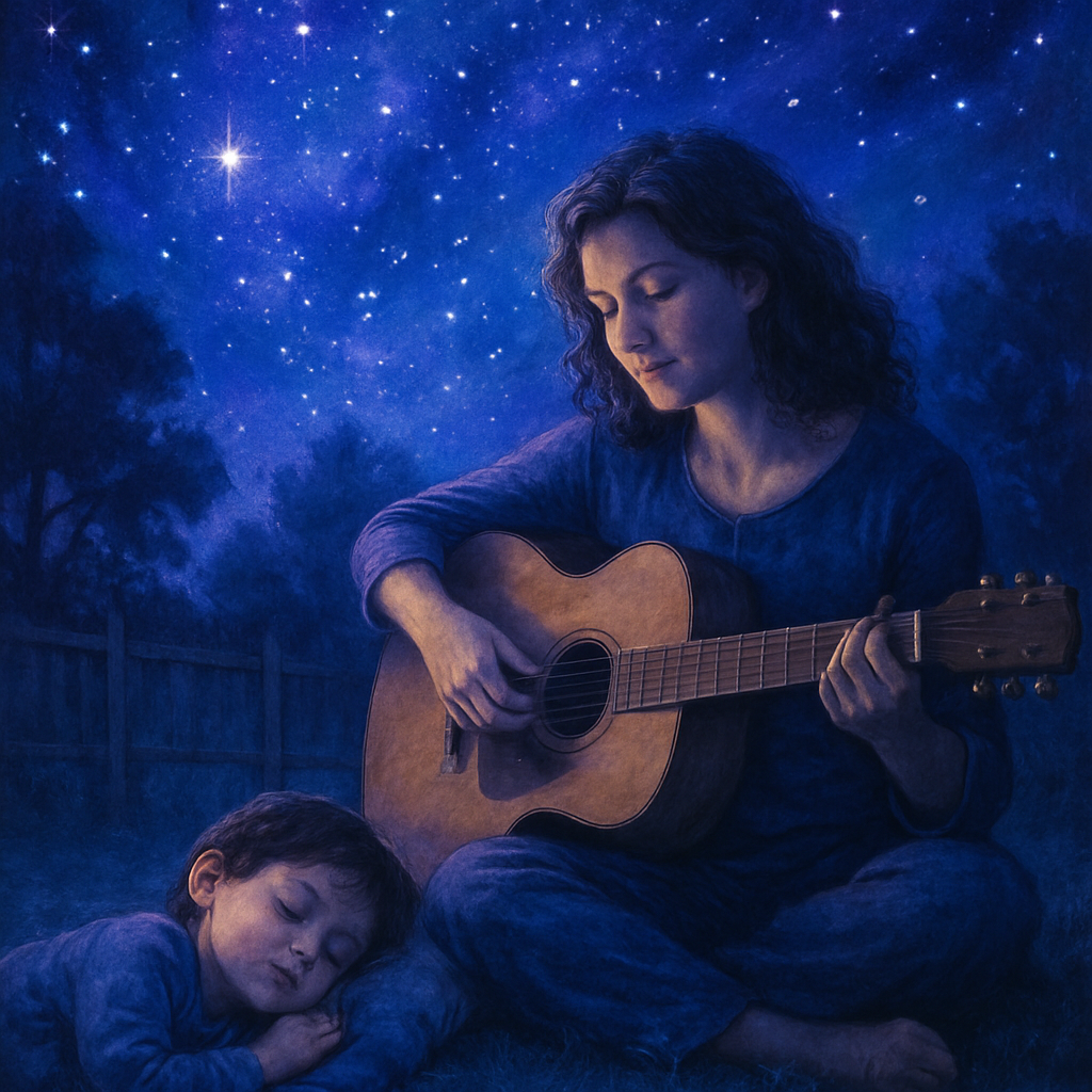 Dreamtime Serenade Under Starry Night Sky With Mom Painting by diamonds kit