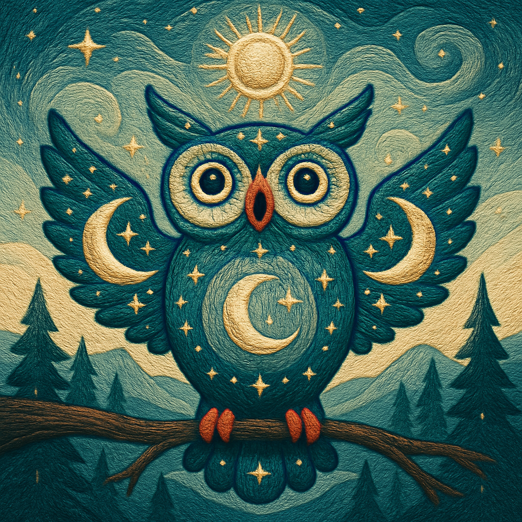 Owl With Midnight Sun Emblem paint by diamond