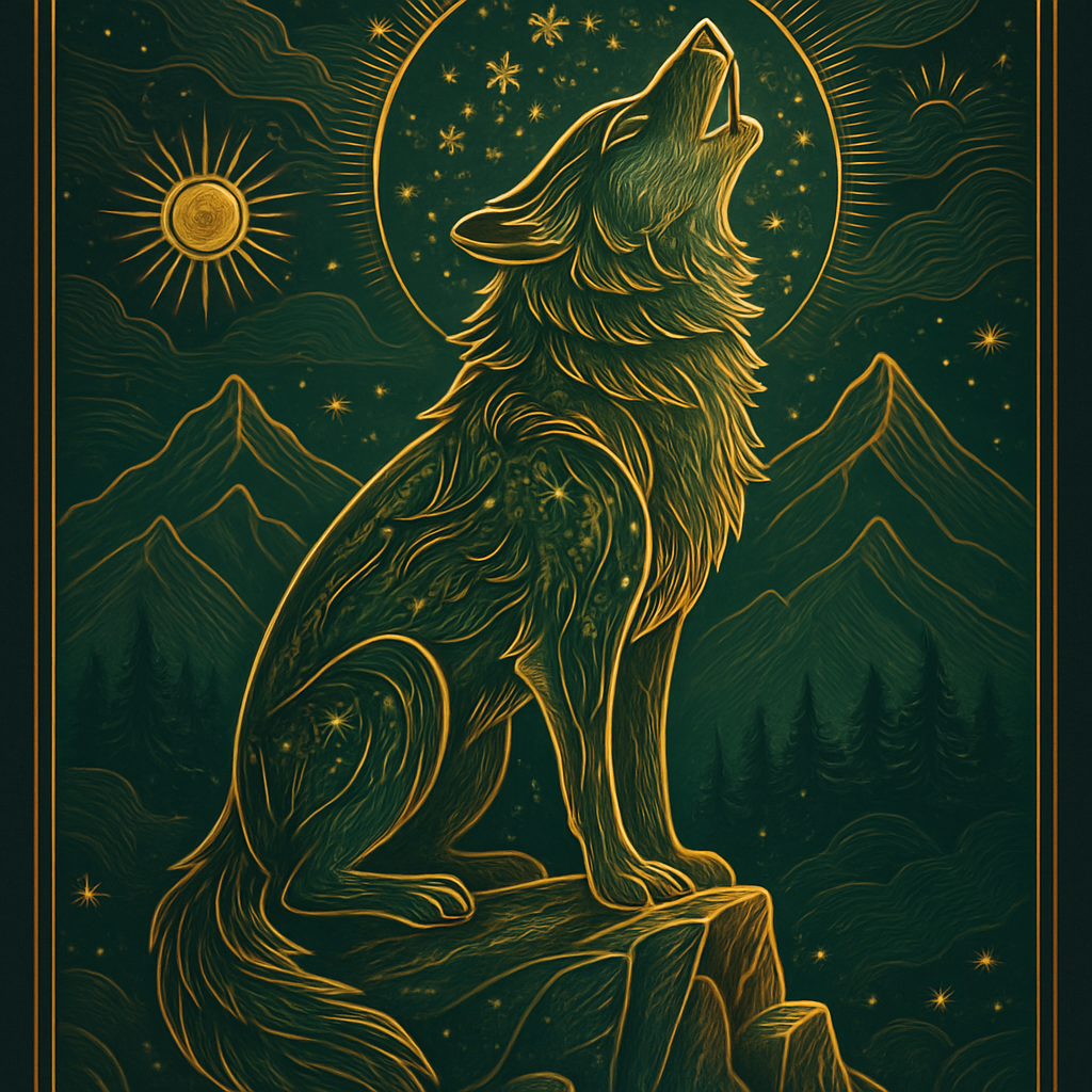 Mountain Harmony Wolf Banner paint by diamond