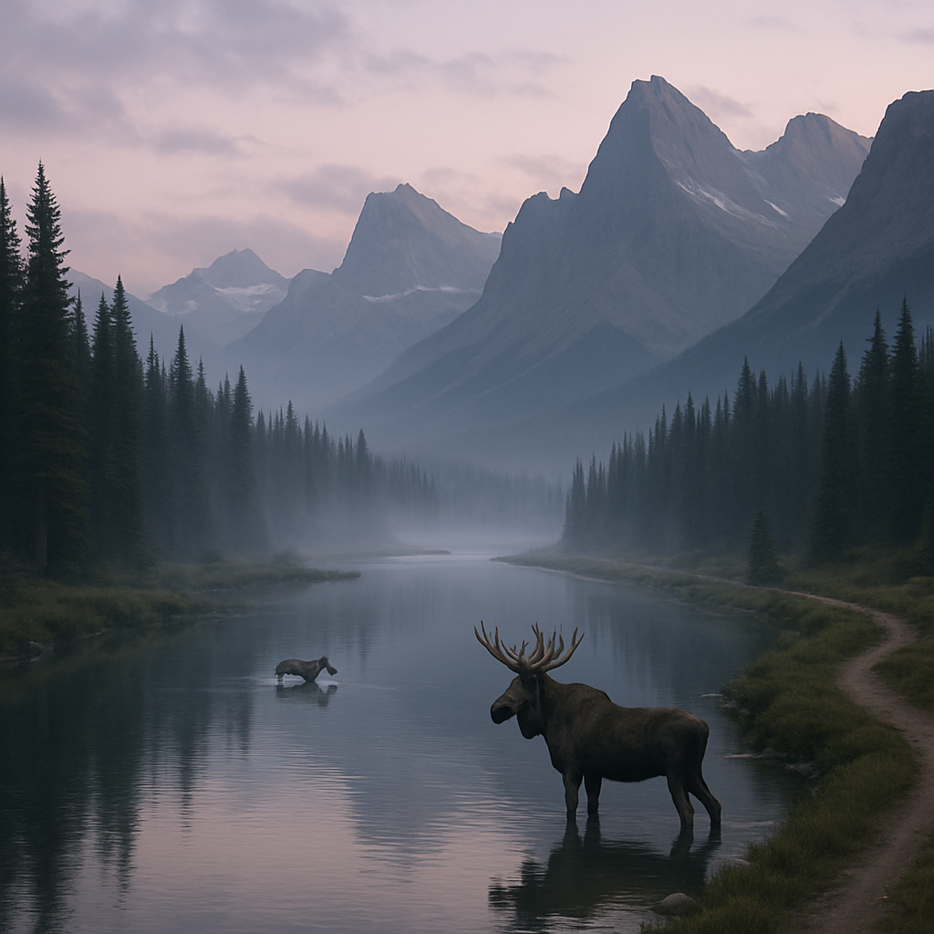Misty Dawn In The Canadian Rocky Mountains Paint by diamonds kits